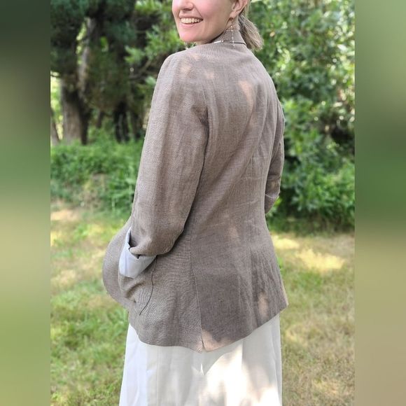 The Stanley RW&CO. Summer Blazer Dinner Suit Jacket Mens Taupe Tan Brown Sz L - Picture 11 of 16